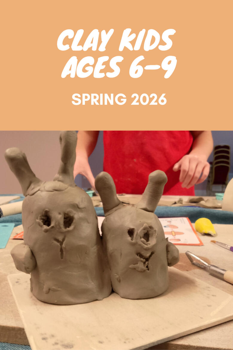 Unfired clay figurines sahped like bunnies made by a child in a pottery class